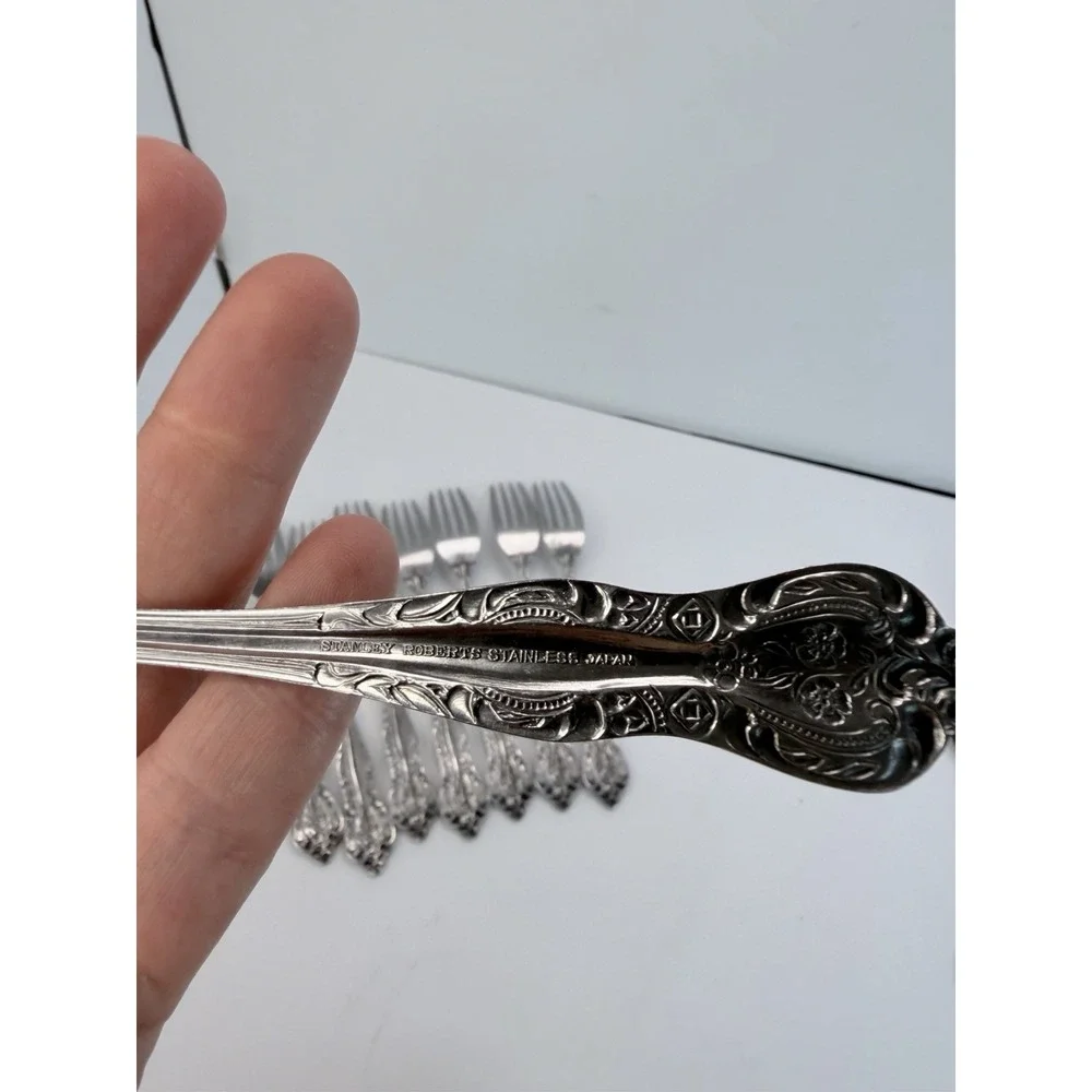 Stanley Roberts DYNASTY Stainless 5 Petal Flower - Set of 8 Dinner Forks Japan